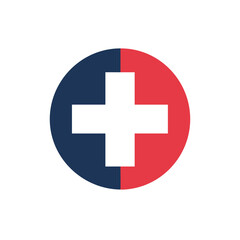 Obraz premium Medical cross icon, round colorful design, healthcare symbol, on white background