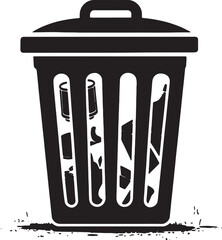 Trash bin. Vector isolated icons. Black vector trash dusbin sign icon.