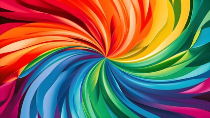 Abstract background in rainbow colours, vibrant vortex swirl festive design for pride festival
