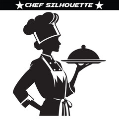 Chef silhouette vector isolated on a white background.