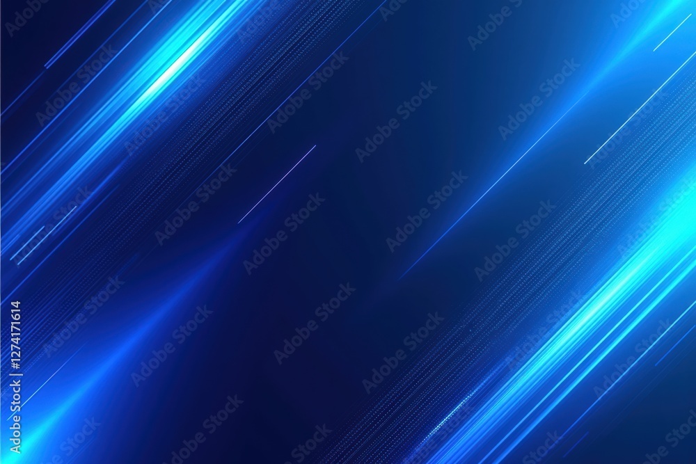 Poster vibrant abstract blue light streams creating a dynamic energy atmosphere in a dark background space
