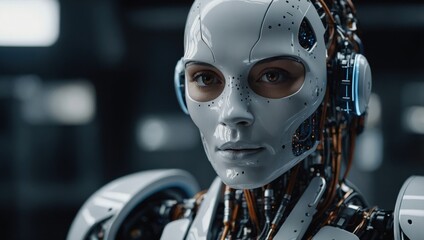 Fototapeta premium Cyborg, android, human-like robot