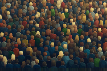 Obraz premium Crowd of people in different color and ethnicity vector illustration. Multiculturalism.