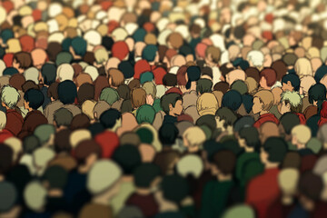 Fototapeta premium Crowd of people in different color and ethnicity vector illustration. Multiculturalism.