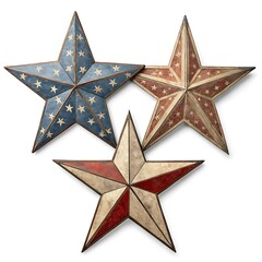 Obraz premium Rustic metal stars weathered vintage patriotic decor elements