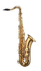 Jazz. One beautiful saxophone isolated on white
