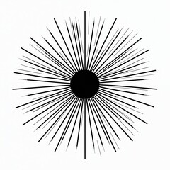 Obraz premium Illustration of star burst with retro line rays on white background. Black sunbeam design element. Vintage graphic sun illustration for label, frame, abstract template in old style. Radial sunlight