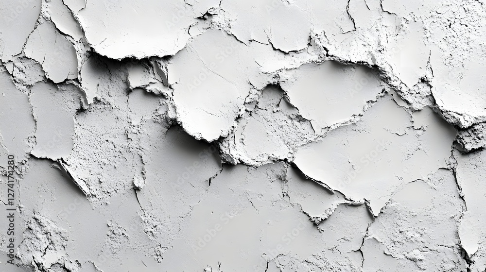 Poster Close-up view of a cracked gray surface. Abstract texture background image. Perfect for design. Abstract Gray Texture: Cracked Surface Details