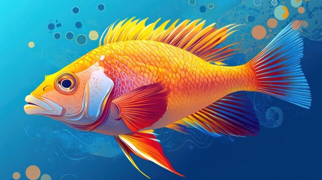 A striking hogfish with a clean, smooth blue gradient background