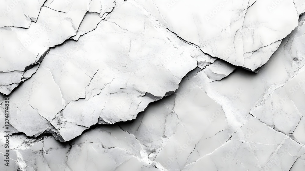 Poster close-up view of a fractured gray stone, showcasing intricate texture and cracks. perfect for backgr