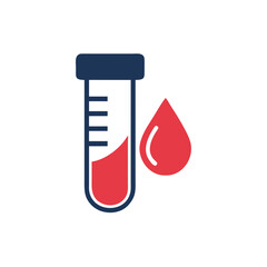 Blood test icon, colorful design, test tube with drop, on white background