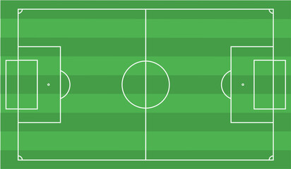 Football fields top view. Soccer grass fields with chalk lines. Green grass field background. Vector Football - Soccer Field. Scheme and marking of the football