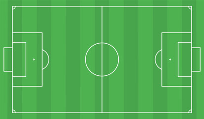 Football fields top view. Soccer grass fields with chalk lines. Green grass field background. Vector Football - Soccer Field. Scheme and marking of the football