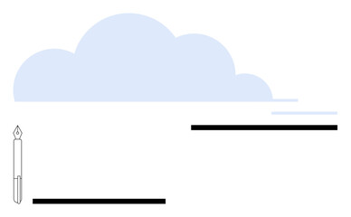 Abstract cloud paired with candle and bold horizontal lines creating balance and harmony. Ideal for ideas tied to creativity, spirituality, technology, communication, focus, energy, and abstract line