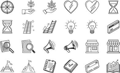 Business Growth Strategy Icons Planning, Success, and Time Management