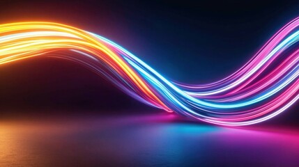 Fototapeta premium Abstract Neon Light Trails Swirling in Dark Background