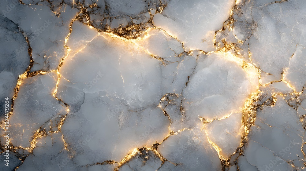 Poster glowing marble texture with golden veins. abstract background. macro view of polished quartz detaile