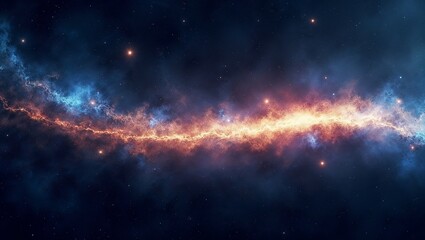 Celestial Illustration, Glowing Comet Trail with Spectral Fragments, Vibrant Cosmic Tapestry in Deep Space