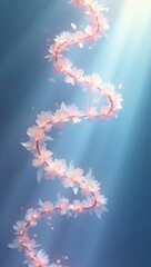 Iridescent Ribbon Illustration, Fluid Weightless Curves, Pastel and Gemstone Hues in an Ethereal Dimension