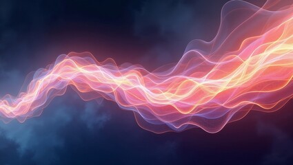Ethereal Luminous Streak Illustration, Kinetic Waves Dissipating into a Vibrant Spectrum on a Dark Background