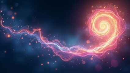 High-Contrast Iridescent Light Vortex Illustration, Spiraling Colors, Abstract Gradient Continuum with Copy Space