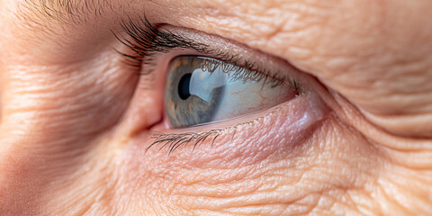 Close-up of Eye and Periorbital Skin with Wrinkles