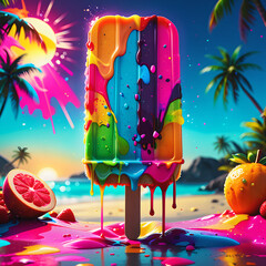 Graffiti-Inspired Melting Popsicle: Urban Summer Aesthetics