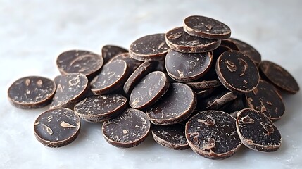 Dark chocolate discs, baking, marble