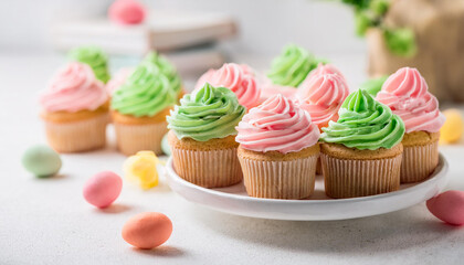 Tasty Easter cupcake. Delicious holiday treat. Sweet food.