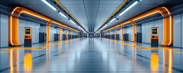 Innovative digital payment kiosks enhance futuristic car park experience urban environment modern design for seamless transactions