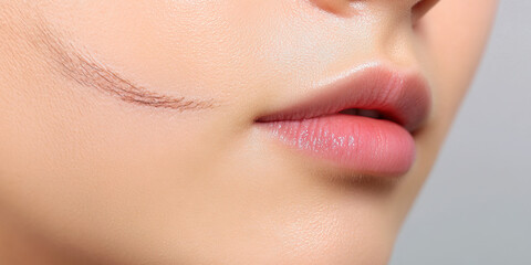 Obraz premium Close-up of Facial Scar and Lip