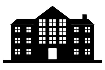 Apartment Building Silhouette on white background