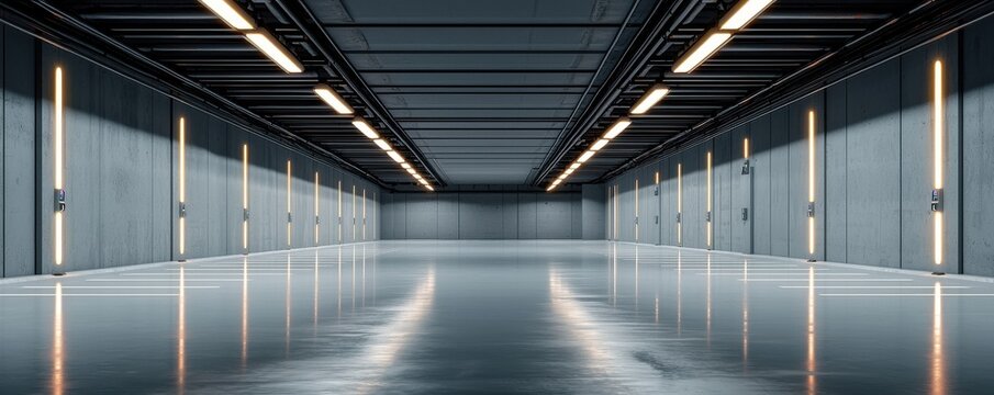 Innovative holographic car park hightech parking area futuristic design urban environment inside view smart technology