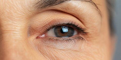 Close-up of Human Eye with Visible Wrinkles