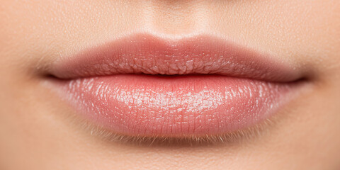 Fototapeta premium Close-up Image of Lips with Light Pink Lipstick