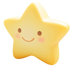 3d golden star isolated on transparent background 