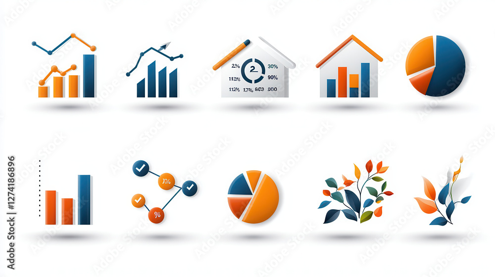 Poster various colorful data visualizations including bar charts, line graphs, and pie charts are displayed