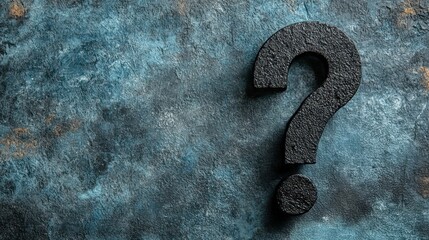 Abstract Question Mark Symbol on Dark Grunge Textured Surface for Conceptual Imagery