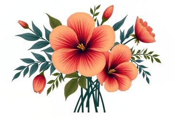 Beautiful Coral Hibiscus Floral Bouquet Design