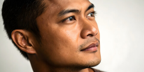 Obraz premium Pensive portrait of a young man studio setting photography intimate atmosphere close-up emotional reflection