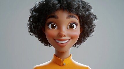 Smiling girl, cartoon style, grey background, animation