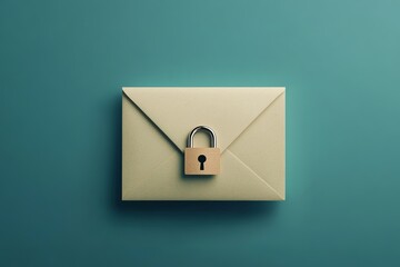 Lock secured on an envelope symbolizing confidentiality and privacy of correspondence