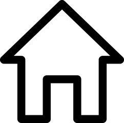 Bold, minimalist house icon. Perfect for websites, apps, and presentations needing a simple home symbol.  Clean lines and high contrast ensure readability.
