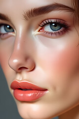 Stunning portrait of a young woman studio high-quality photography soft lighting close-up beauty concept