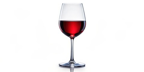 Red Wine in Glass on White Background