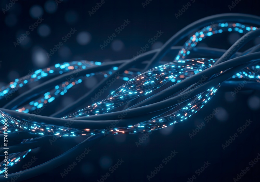 Aufkleber 3d render of network cables transmitting data, showcasing high-speed digital connectivity