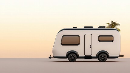 Obraz premium Modern camper with panoramic windows and a smooth, seamless exterior design