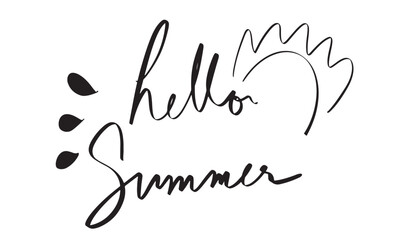 hallo summer written calligraphy hand writing lettering script font text black color sun sand beach drawing vacation hallo summer vacation travel season beach object tropical design graphic holiday 