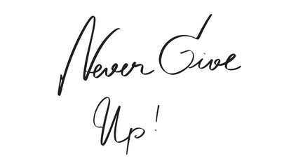 Never give up text font calligraphy hand written lettering script black color design symbol sign motivation success never give up inspiration sport strength business never give up challenge message 