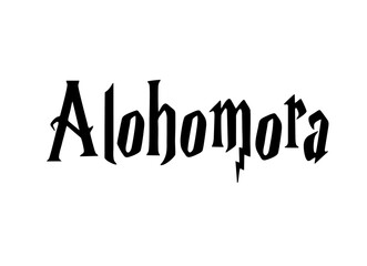 Alohomora spell magic words vector isolated black and white